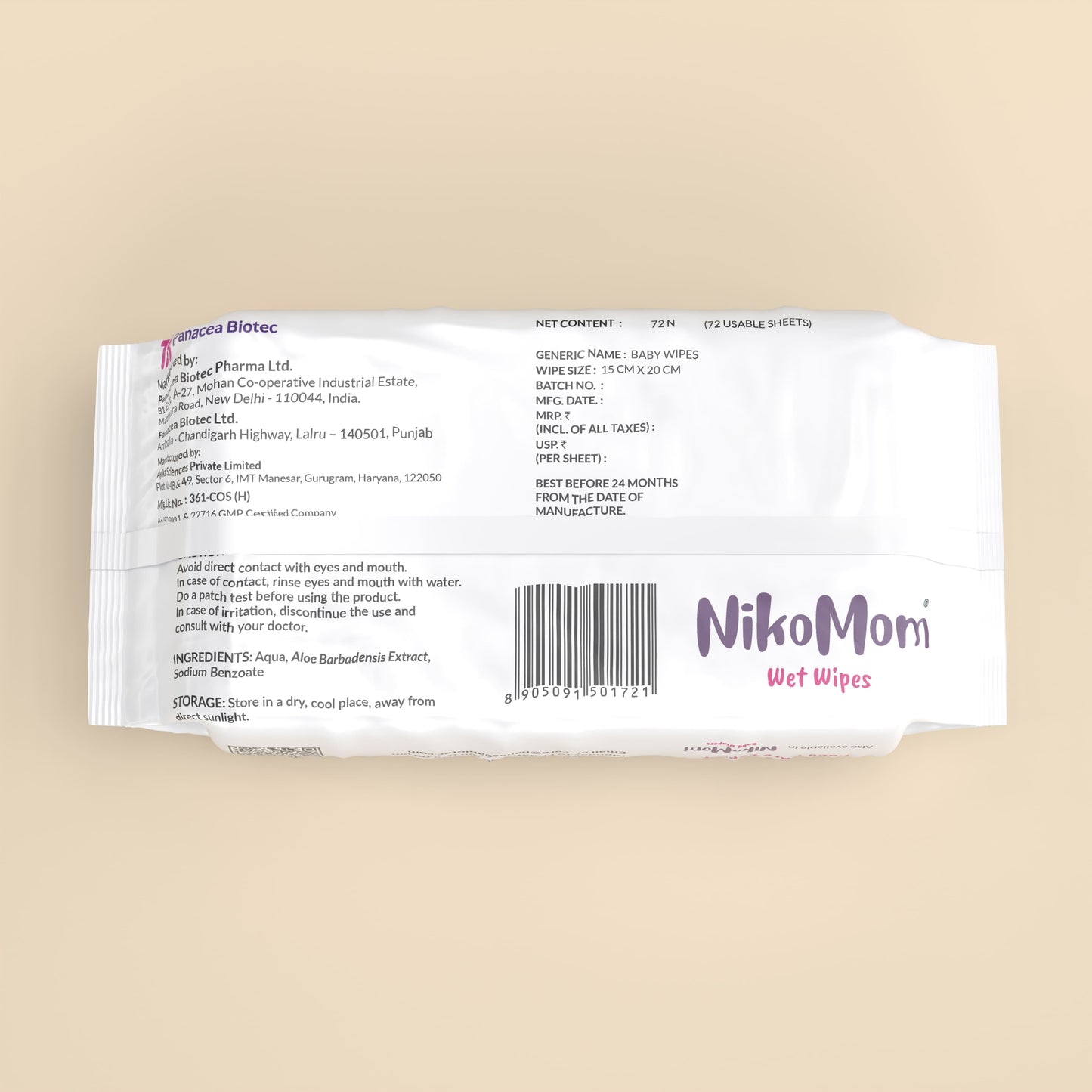 NikoMom 99.9% Pure Water Wipes