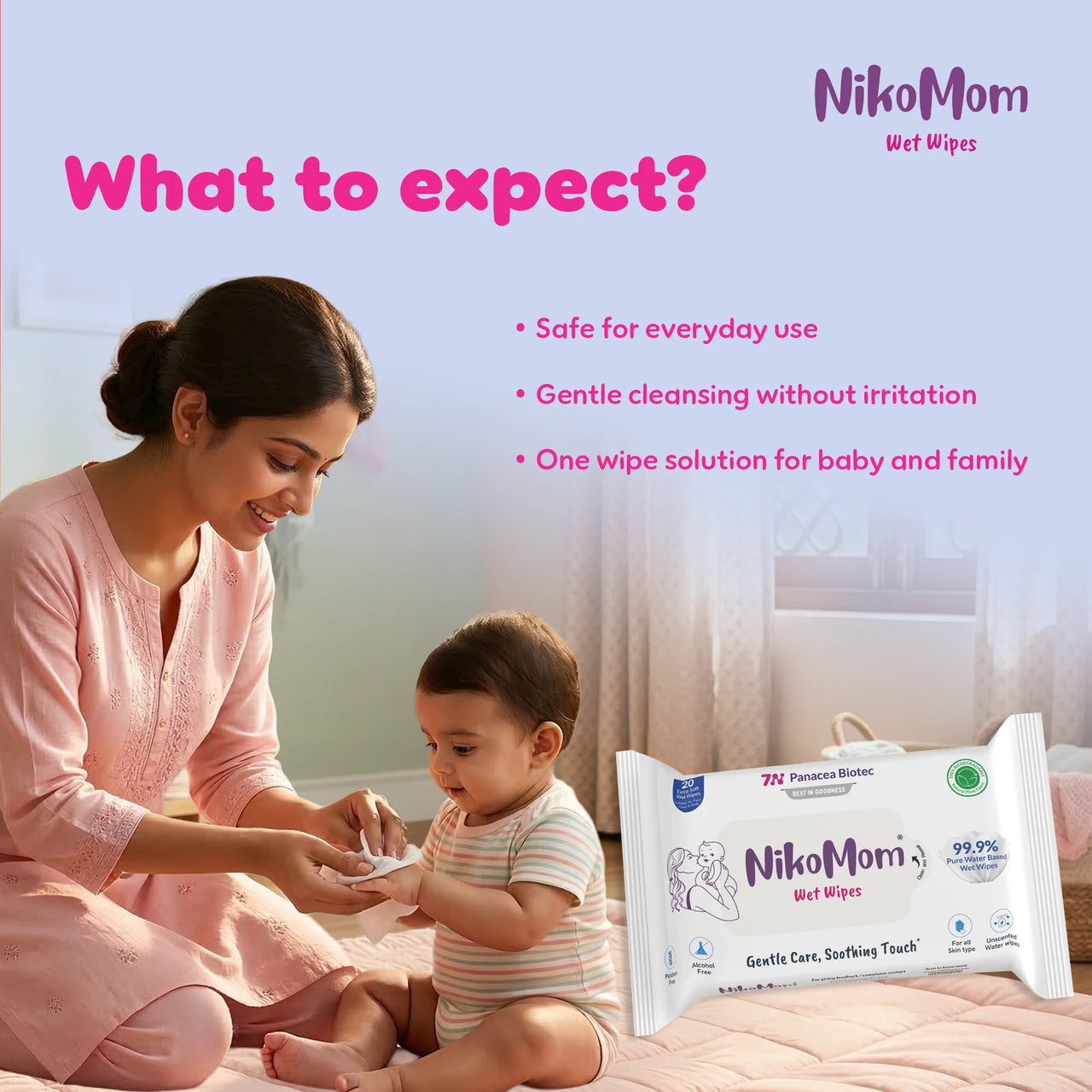 NikoMom 99.9% Pure Water Wet Wipes