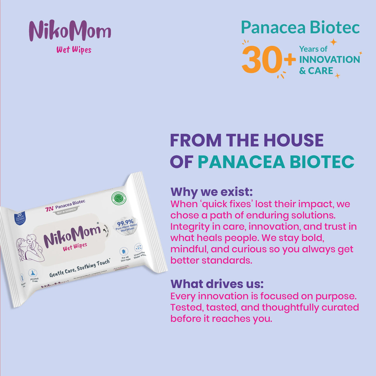 NikoMom 99.9% Pure Water Wet Wipes