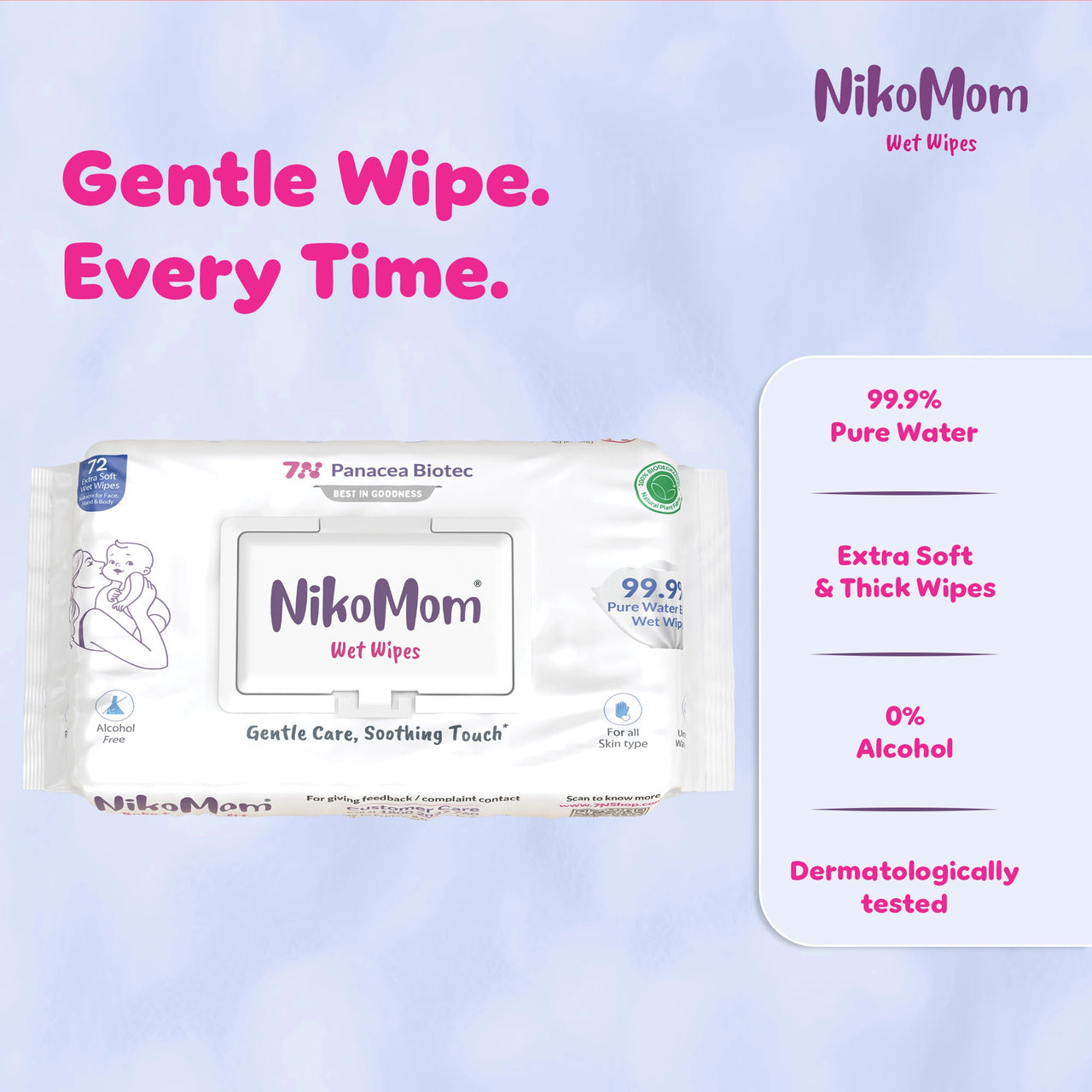 NikoMom 99.9% Pure Water Wet Wipes